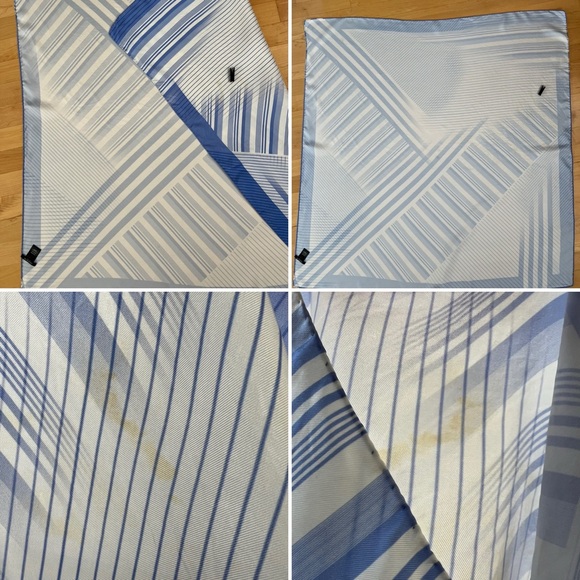 💙Blue Stripe Square Silk Neck Hair Scarf by Lafayette 148 - Picture 8 of 17